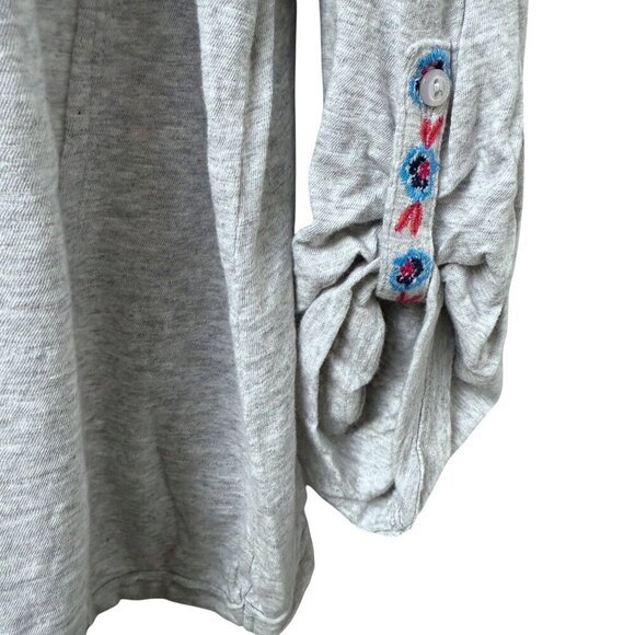 Style & Co. Gray Henley Tee XXL Womens Boho Top Embroidered Long Sleeve NWT - Picture 8 of 9